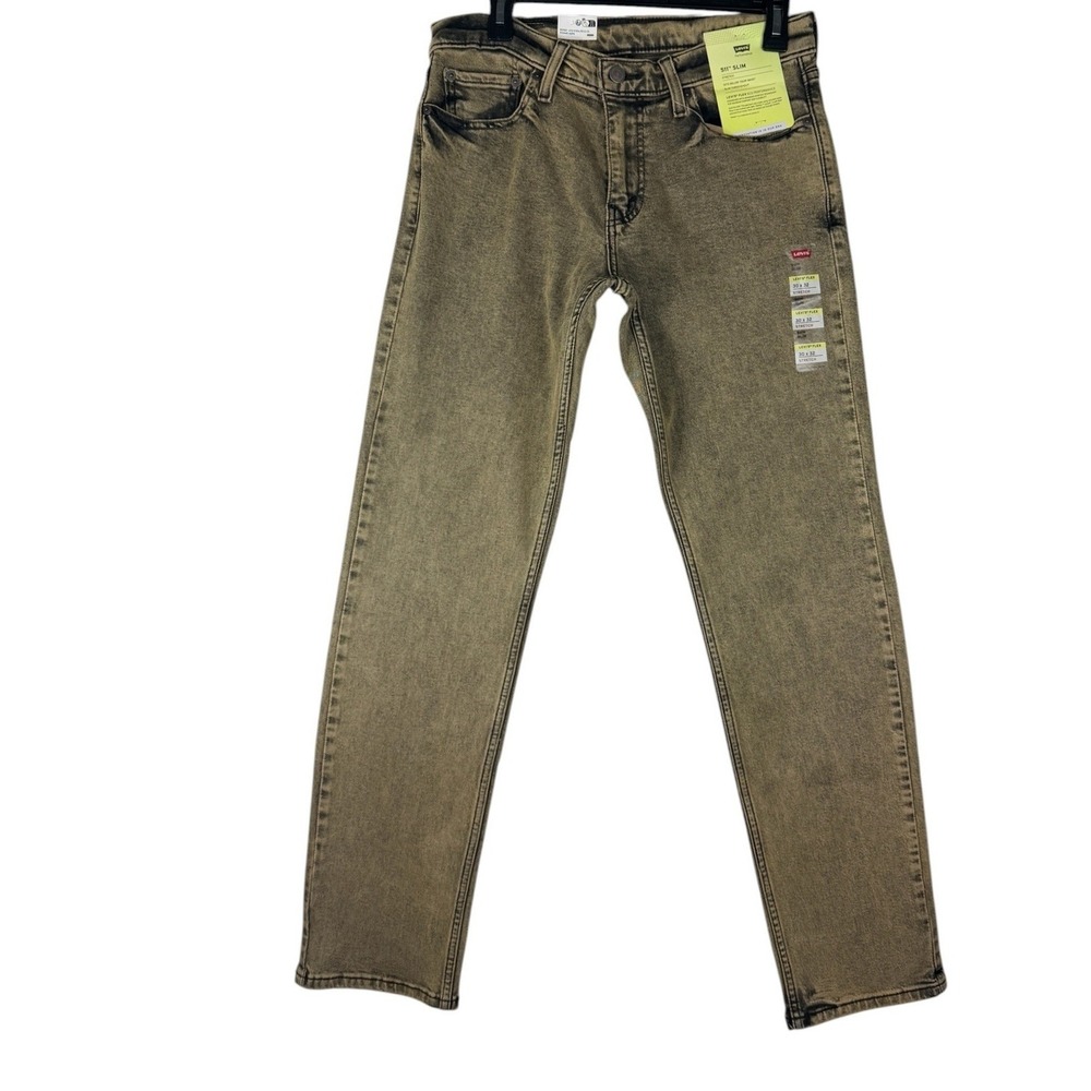 Levis 511 Slim Mens Jeans 30x32 Brown Acid Wash Flex Eco Performance NWT